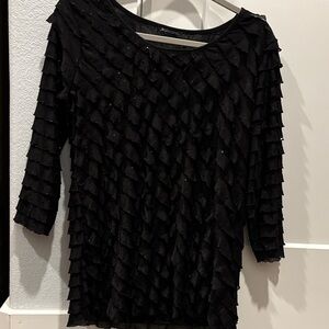 Notations Black Ruffled Blouse